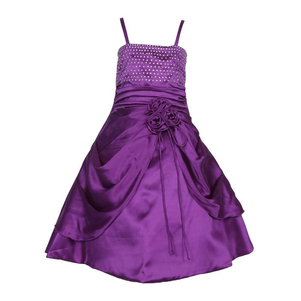 Asmaani Baby Girl's Purple Satin A-Line Maxi Full Length Dress (AS-DRESS_22020) - Distacart