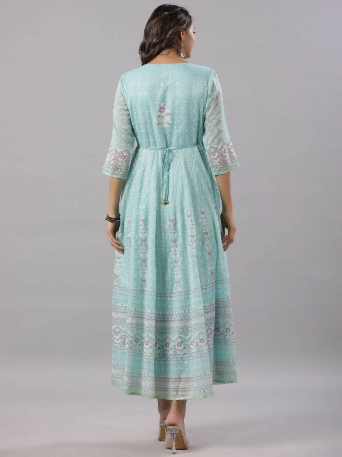 Juniper Women Sky Blue Chiffon Dobby Printed Maxi Dress - Distacart