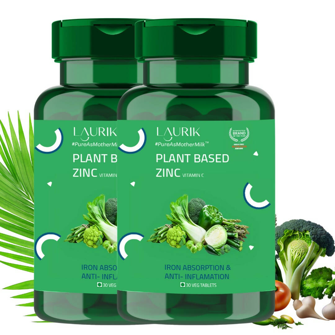 Laurik Plant Based Zinc And Vitamin C Tablets | Supplements Help Iron Absorption And Immune Support For Men And Women - Distacart