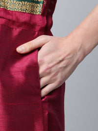 Thumbnail for Ahalyaa Womens Burgundy crepe Printed Jumpsuit