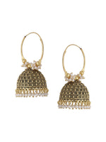 Thumbnail for NVR Women Gold Toned Contemporary Jhumkas Earrings - Distacart