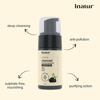 Inatur Charcoal Foaming Face Wash - Distacart