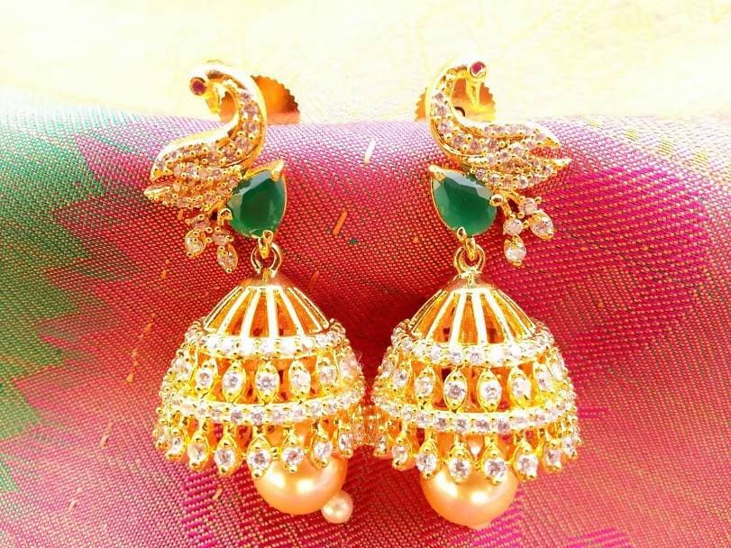 AD Emerald Peacock Jhumkas