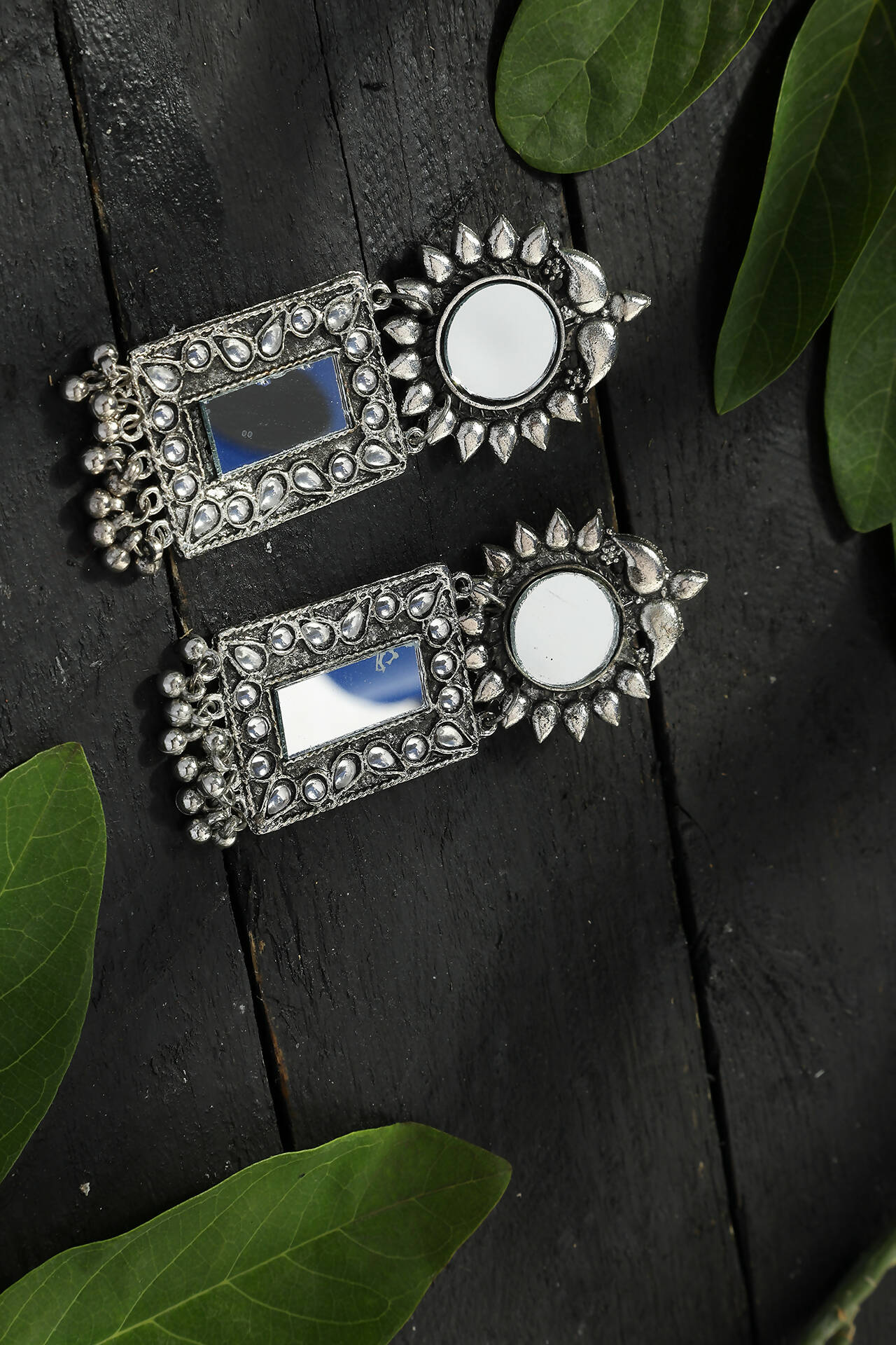 Mominos Fashion Joharkamal Silver-Plated Mirror Design Drop Earrings For Women - Distacart