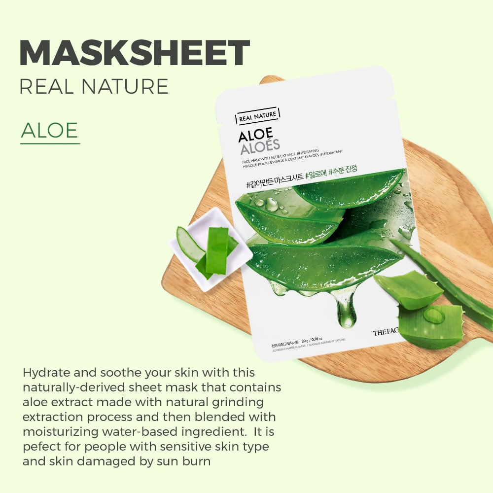 The Face Shop Real Nature Aloe Face Mask - Distacart