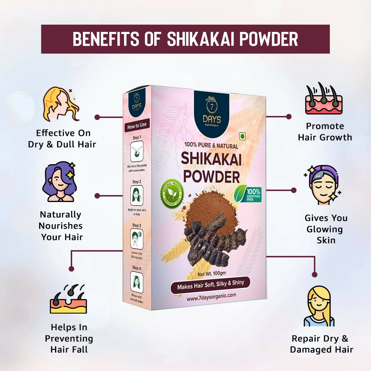 7 Days 100% Pure & Natural Shikakai Powder - Distacart