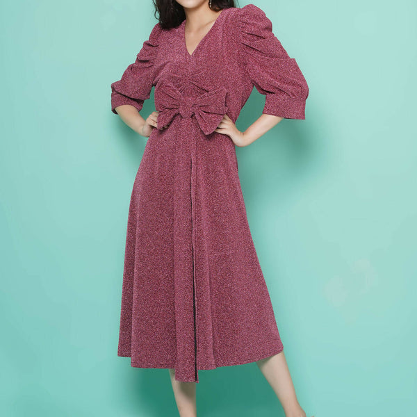 Women Republic Pink Dress with Attached Bow - Distacart