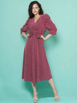 Women Republic Pink Dress with Attached Bow - Distacart