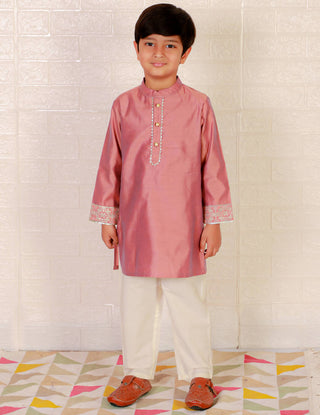Lil Drama Boys Ethnic Kurta Pyjama - Pink - Distacart