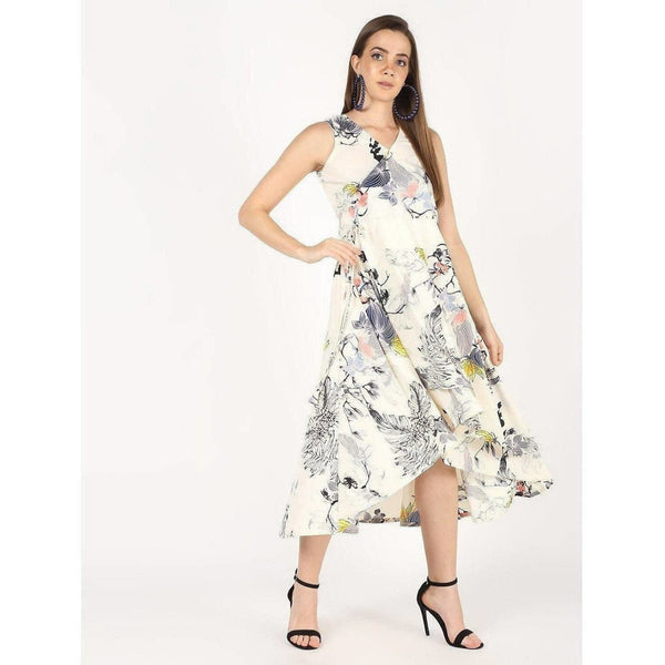 Cheera Flowral Printed Flair With Drowsting Party Dress