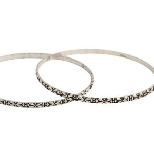 Mominos Fashion Trendy Oxidised Silver Plated Bangles
