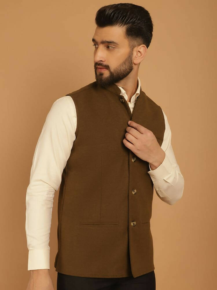 Even Apparels Pure Wool Nehru Jacket - Green - Distacart