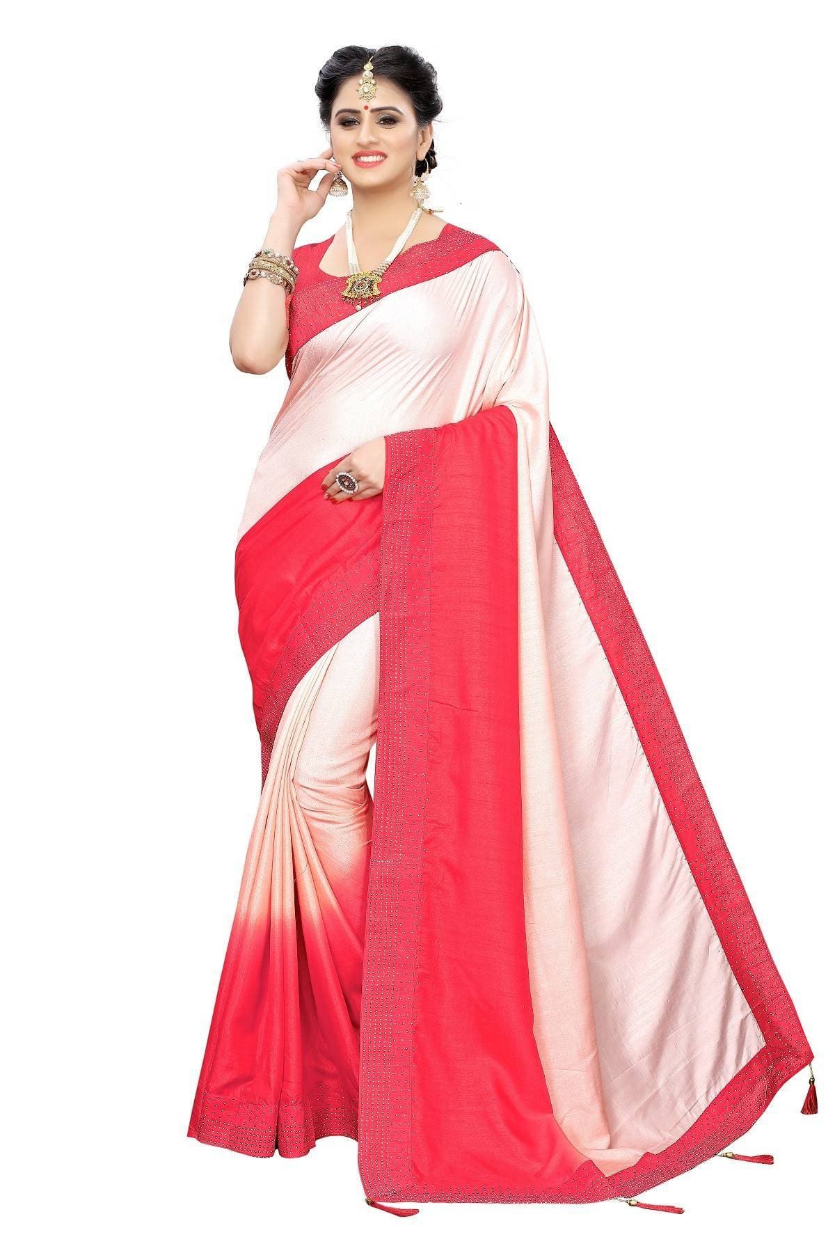 Vamika Pink Sana Silk Stone Work Saree