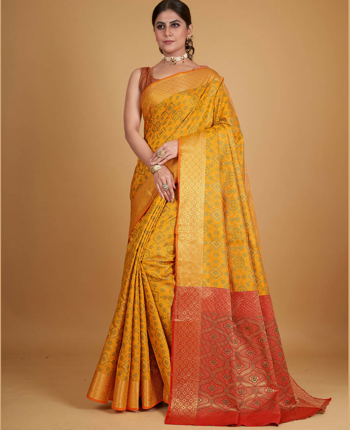 Mustard Silk Woven Design Saree With Unstitched Blouse Piece - Akshita - Distacart