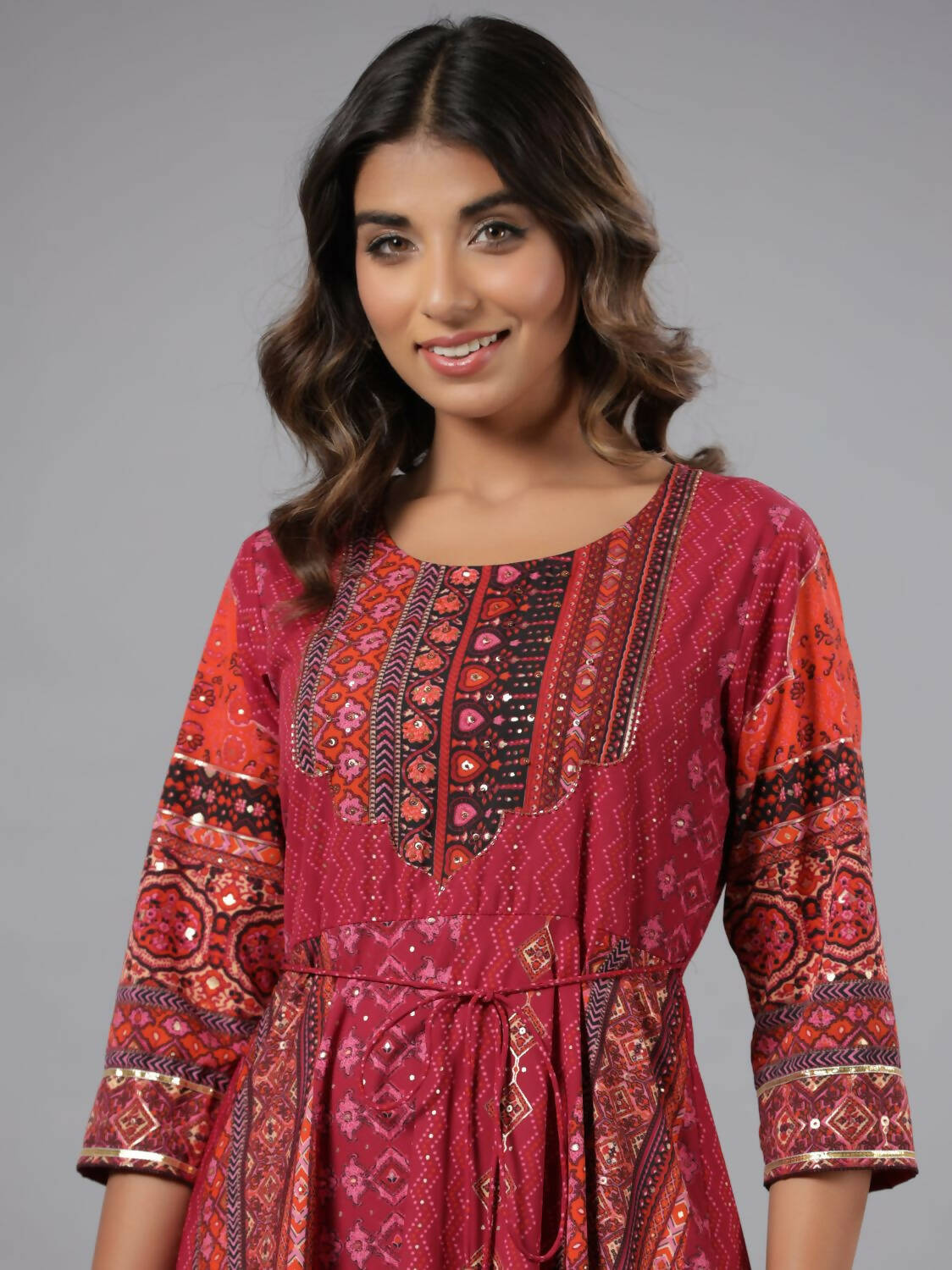 Juniper Women Plum Silk Printed Maxi Dress - Distacart