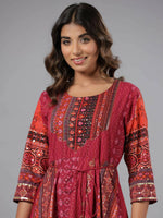 Thumbnail for Juniper Women Plum Silk Printed Maxi Dress - Distacart