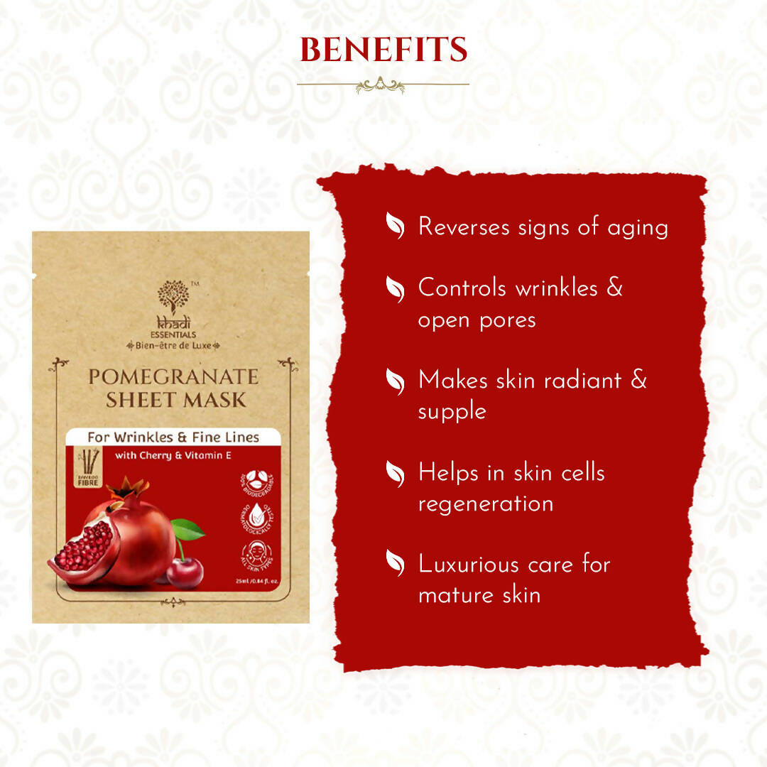 Khadi Essentials Pomegranate Serum Sheet Mask - Distacart