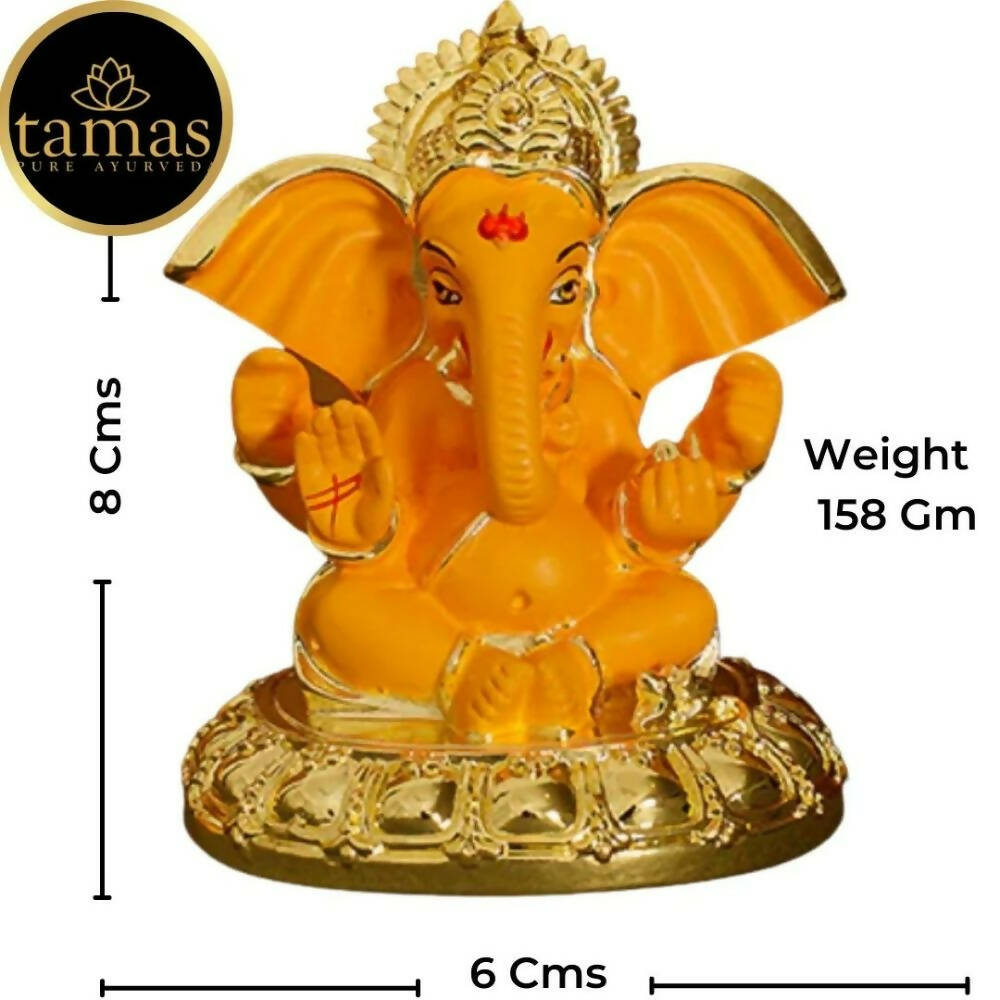 Tamas Gold Plated Gaj Karna Ganesh Idol Orange & gold Color - Distacart