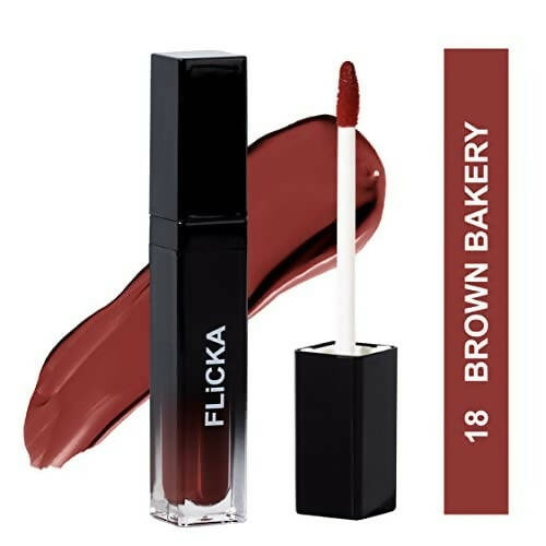 FLiCKA Set and Attack Liquid Matte Lipstick 18 Brown Bakery - Brown - Distacart