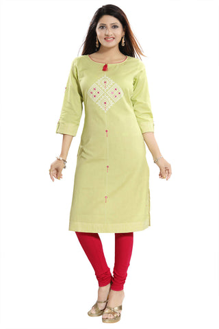 Snehal Creations Easy Breezy Liril Green Cotton Printed Tunic - Distacart