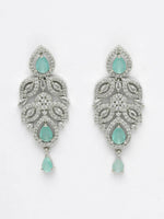 Thumbnail for NVR Women Silver Plated & Turquoise Cz Stone Handcrafted Jewellery Set - Distacart