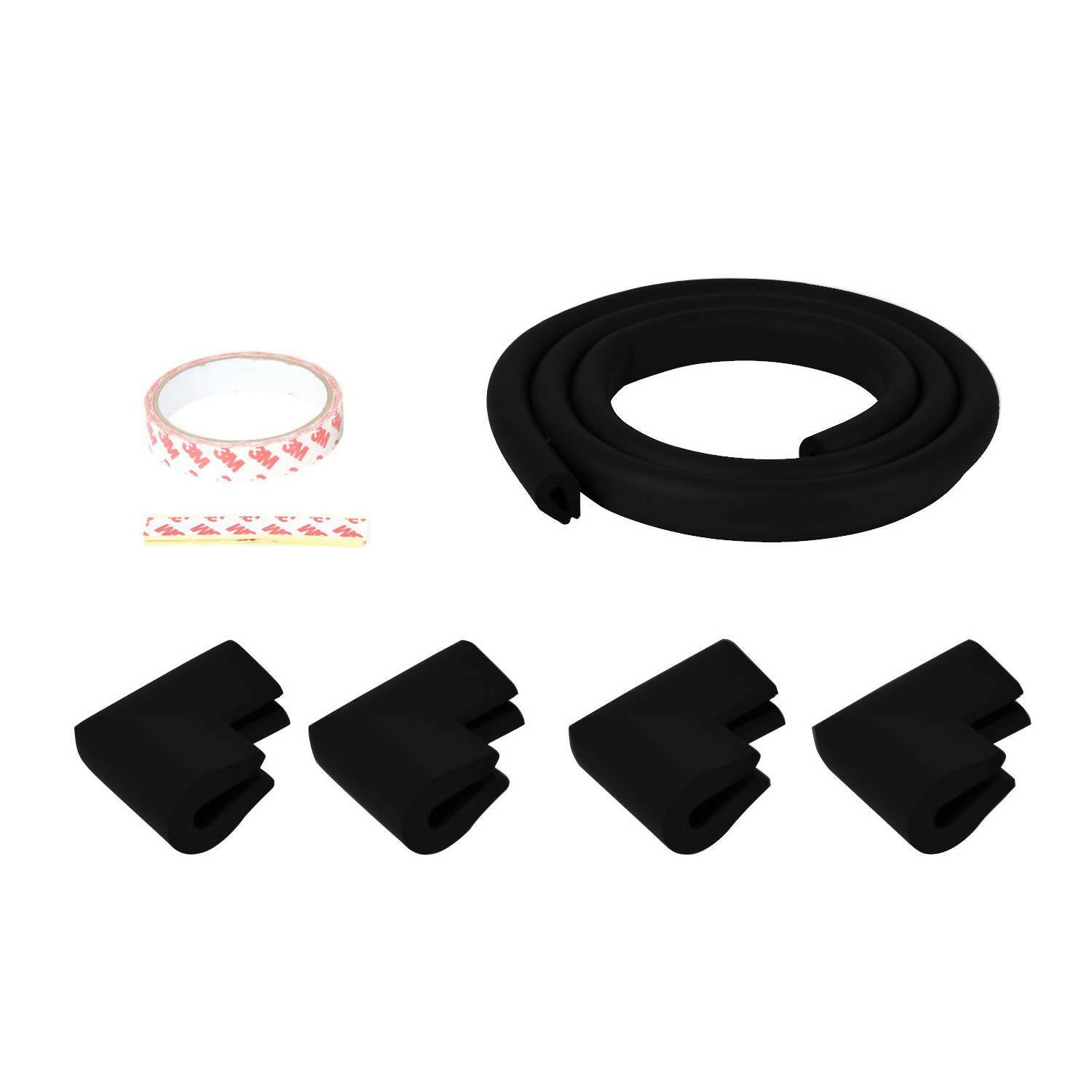 Safe-O-Kid Unique High Density 2 Mtr Long U - Shaped 4 Edge Guards With 16 Corner Cushions - Black - Distacart