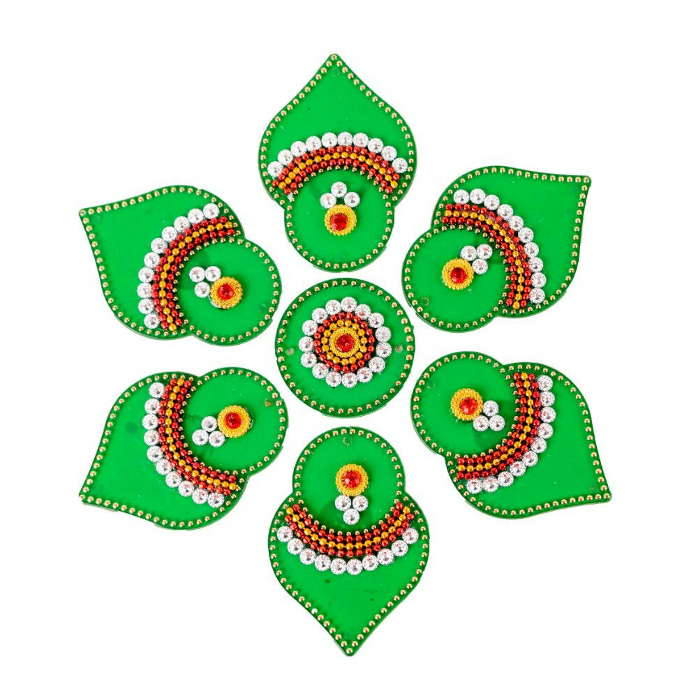 Kundan HandiKrafts Designer Double Layered Rangoli Green (Baby) - Distacart