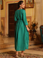 Thumbnail for Juniper Women's Teal Festive Embroiderd Flared Dress - Distacart