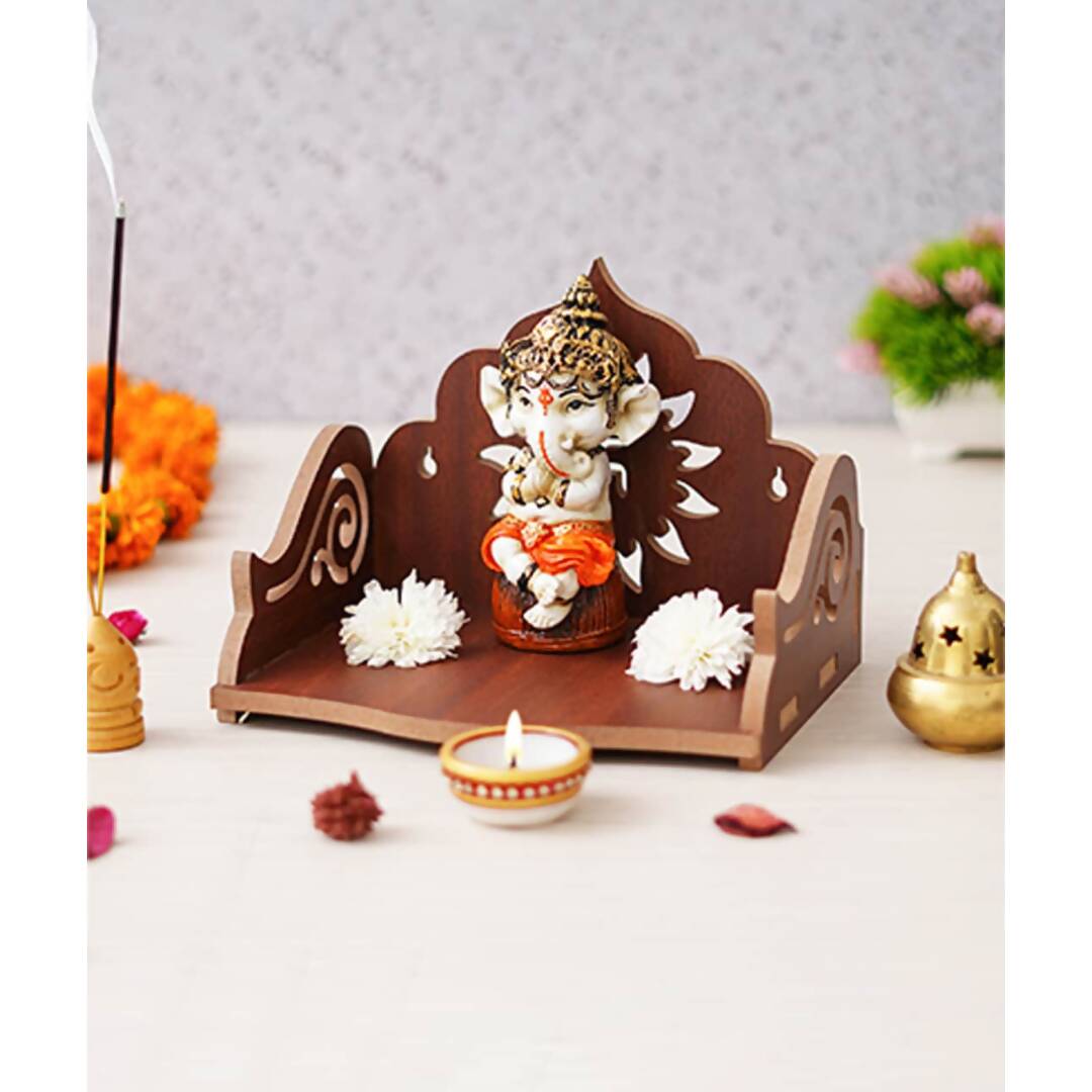 eCraftIndia Brown Decorative Beautiful Wooden Pooja Temple - Distacart