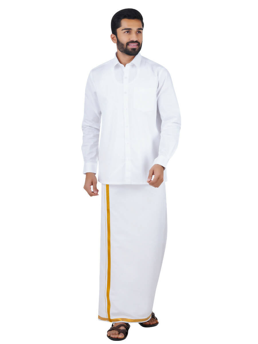 Ramraj Cotton Mens Royal Cotton Full Sleeve White Shirt - Distacart