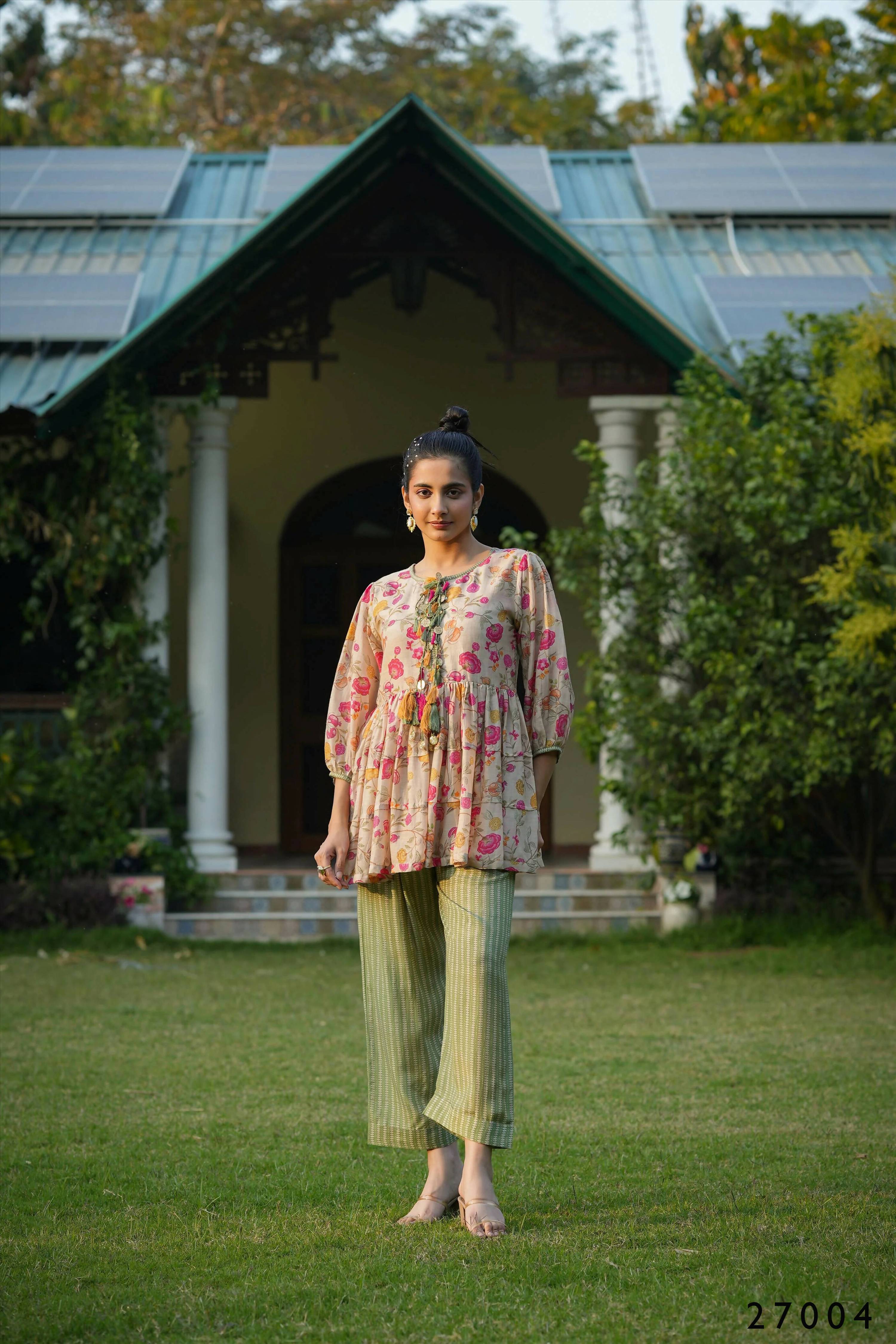 Women's Casual Fashionable Multi Mull Cotton co-ord set - Anya - Distacart