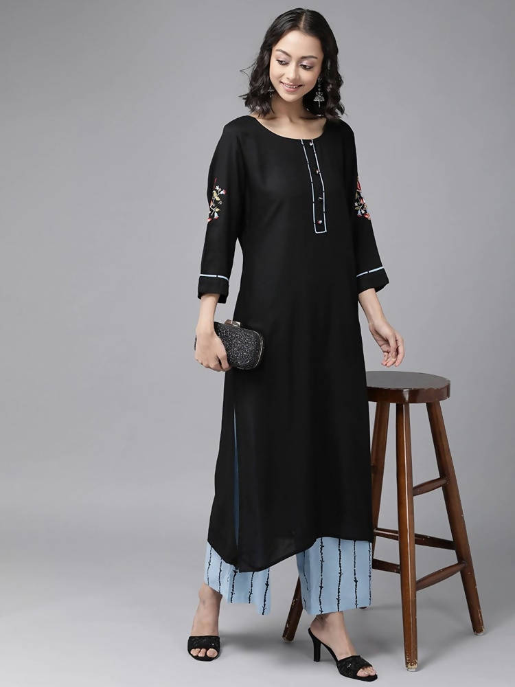 Yufta Black Kurta with Palazzo Set