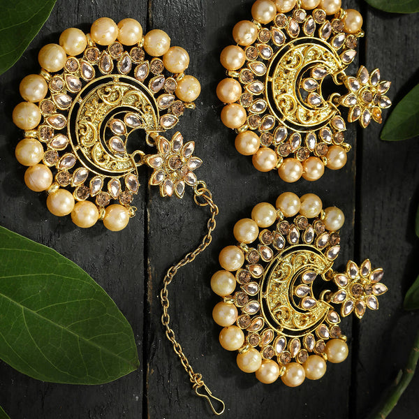 Mominos Fashion Joharkamal Kundan work Earrings with Tika - Distacart