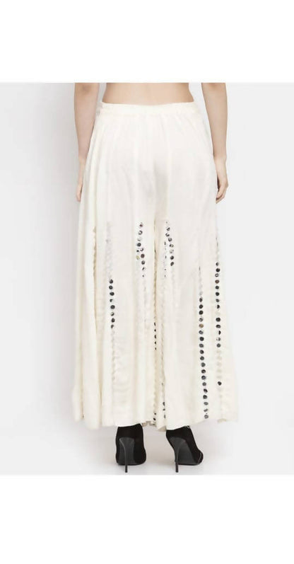 Mominos Fashion White Mirror Palazzo