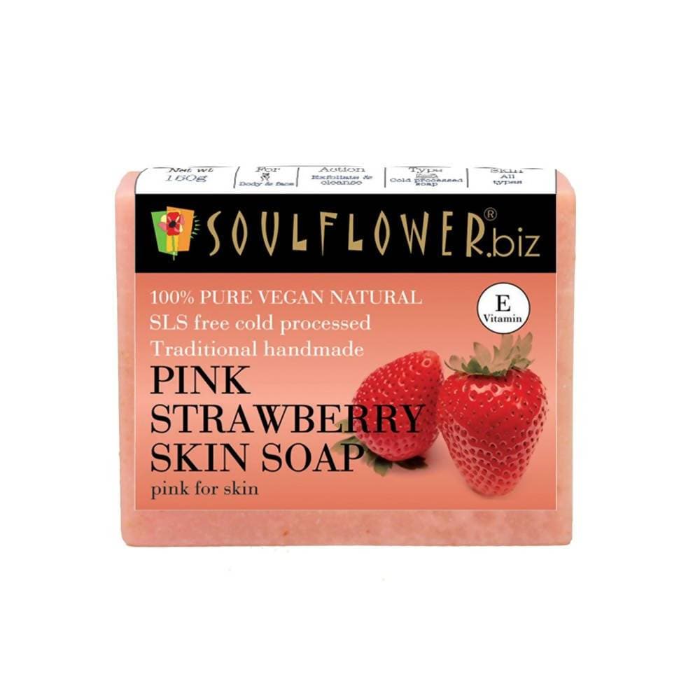 Soulflower Handmade Pink Strawberry Skin Soap - Distacart