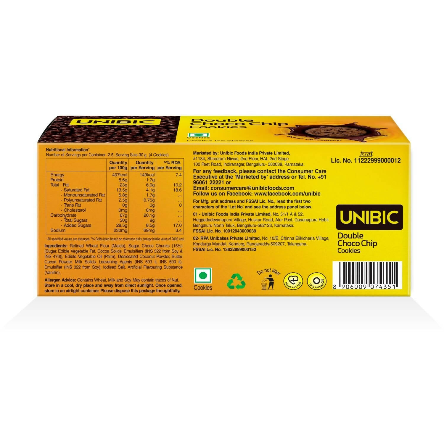 Unibic - Double Chocochip Cookies - Distacart