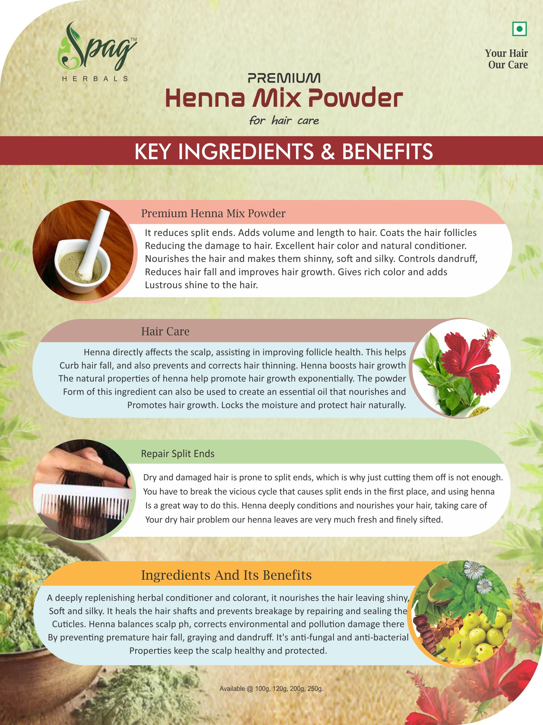 Spag Herbals Premium Henna Mix Powder - Distacart