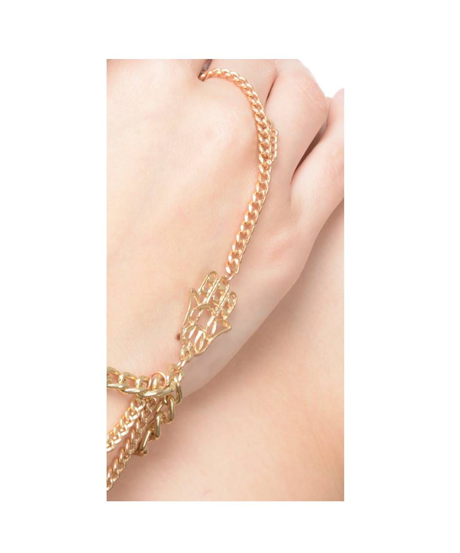 Gold-Plated Alloy Designer Hand Harness Bracelet - The Pari - Distacart