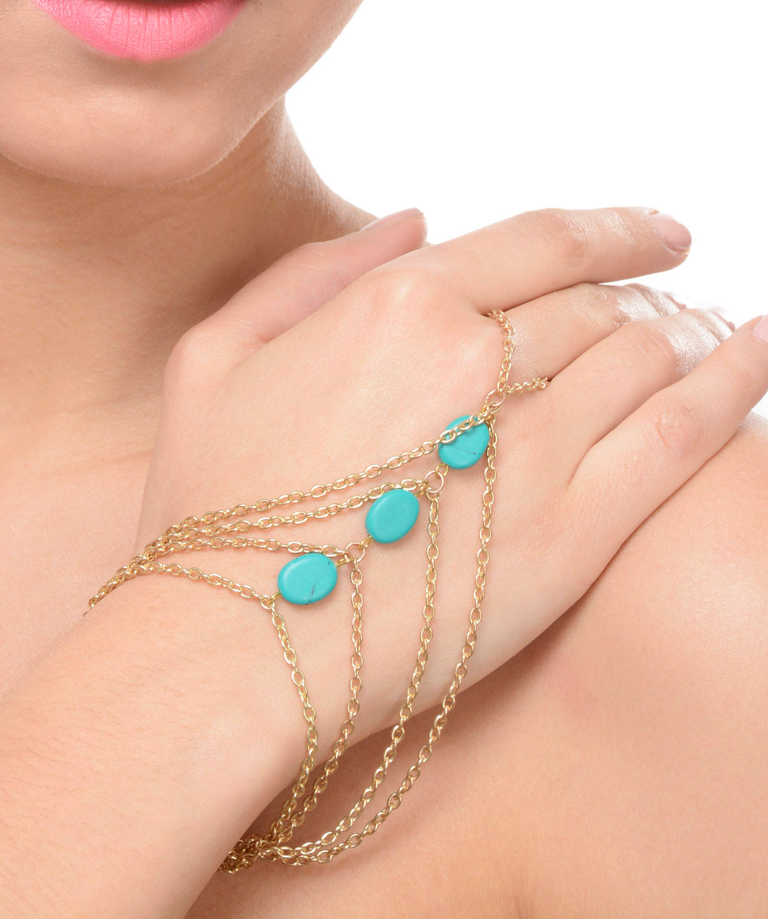 Gold-Plated Alloy Designer Hand Harness Bracelet - The Pari - Distacart