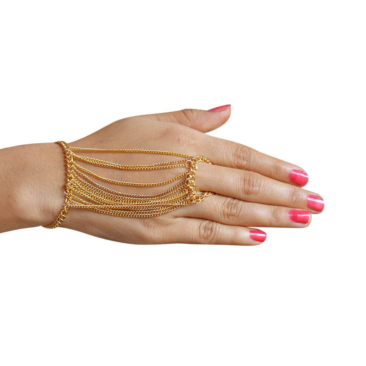 Gold-Plated Alloy Designer Hand Harness Bracelet - The Pari - Distacart