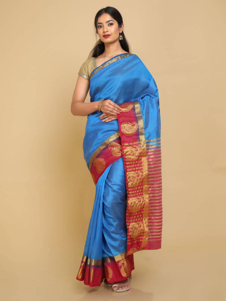 Kalamandir Woven Design Dark Blue Pashmina Saree