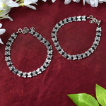 Thumbnail for Mominos Fashion Kamal Johar Oxidised Silver Butterfly Anklets
