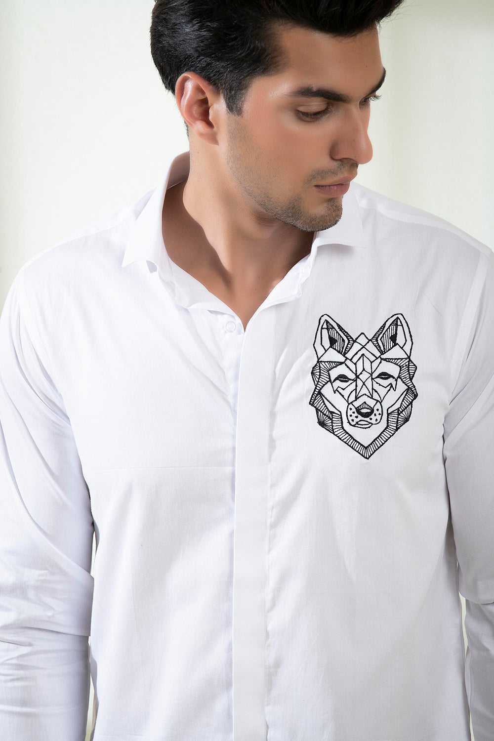 Bianco Wolf Designer Men's Shirt by Hilo Designs - Distacart