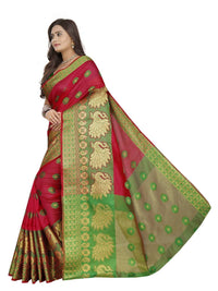 Thumbnail for Vamika Banarasi Cotton Silk Red Weaving Saree