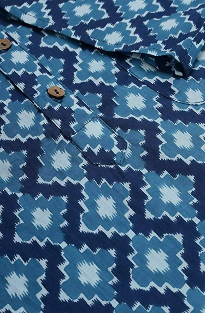 Janasya Men's Blue Cotton Kurta - Distacart