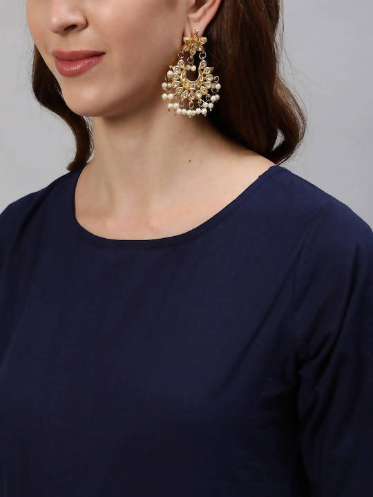 Anubhutee Navy Blue Ethnic Motifs Panelled Kurta with Trousers & Dupatta - Distacart