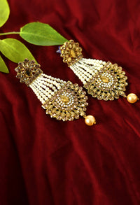 Thumbnail for Mominos Fashion Johar Kamal Earrings With Kundan & Pearls Work - Distacart