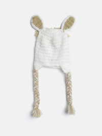 Thumbnail for Chutput Kids Woollen Hand Knitted Llama Detail Cap - White - Distacart