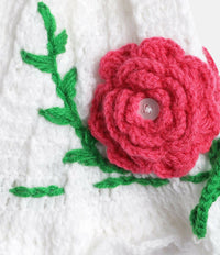 Thumbnail for Chutput Kids Woollen Hand Knitted Rosetto Detailed Cap - White - Distacart
