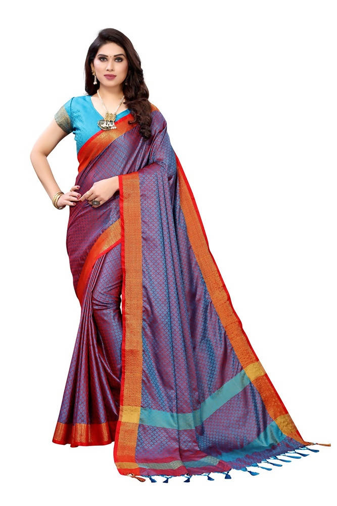 Vamika Banarasi Jacquard Weaving Rama Green Saree